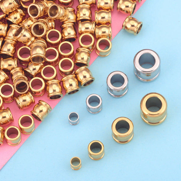 Stainless Steel Drum Bead Handmade Jewelry Accessories With Vacuum Plating And 18K Gold Plating