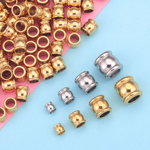 Stainless Steel Drum Bead Handmade Jewelry Accessories With Vacuum Plating And 18K Gold Plating