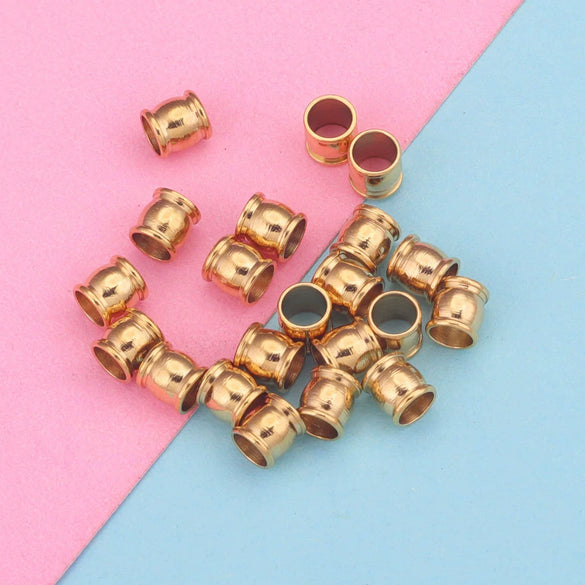 Stainless Steel Drum Bead Handmade Jewelry Accessories With Vacuum Plating And 18K Gold Plating