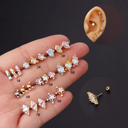 Ear Cartilage Rings & Studs Geometric 316 Stainless Steel  Copper Plating