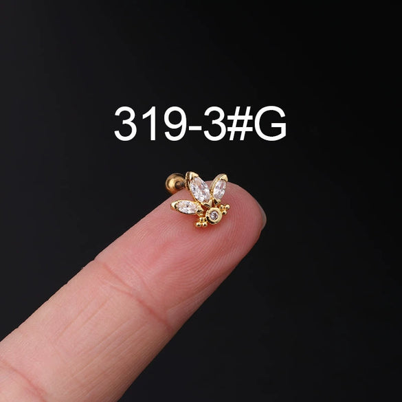 Stainless Steel Ear Nail Jewelry With Animals Zodiac Pattern Electroplated