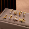 Stainless Steel Ear Nail With Zircon Heart Shape Electroplated For Women