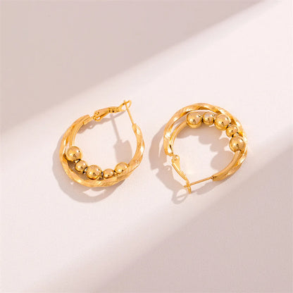 1 Pair Retro Simple Style C Shape Round Twist Plating Stainless Steel 18k Gold Plated Ear Studs