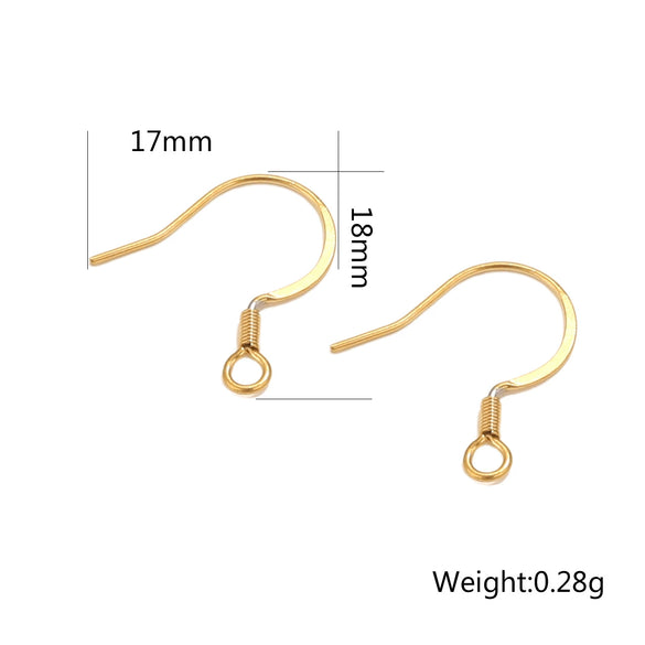 Stainless Steel Ear Studs Spring Squashed Ear Hook Flat Ear Stud Diy Jewelry Accessories Electroplated