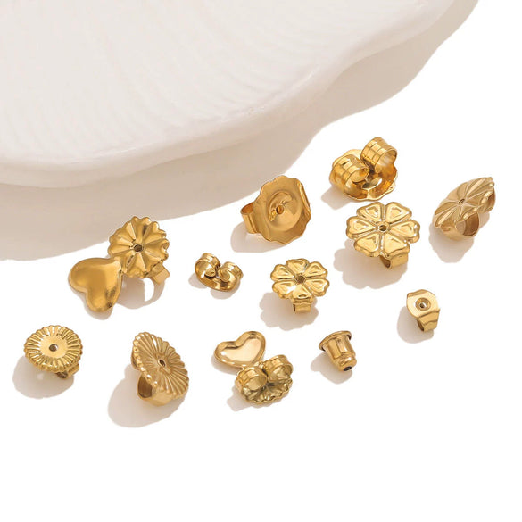 Stainless Steel Earplug Earring Accessories With Plum Blossom And Butterfly Buckles Smooth Design