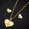 Stainless Steel Earrings And Necklace Suit With Love Water Drops And Bell Patterns Five Pointed Star Shape Electroplated Simple Style