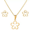 Stainless Steel Earrings And Necklace Suit With Love Water Drops And Bell Patterns Five Pointed Star Shape Electroplated Simple Style