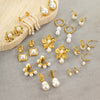 Stainless Steel Earrings Imitation Pearl Baroque Geometric Flower Electroplating Design Women's