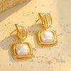 Stainless Steel Earrings Imitation Pearl Baroque Geometric Flower Electroplating Design Women's