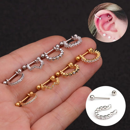 Fashion U Shape Diamond Metal Earrings Ear Studs