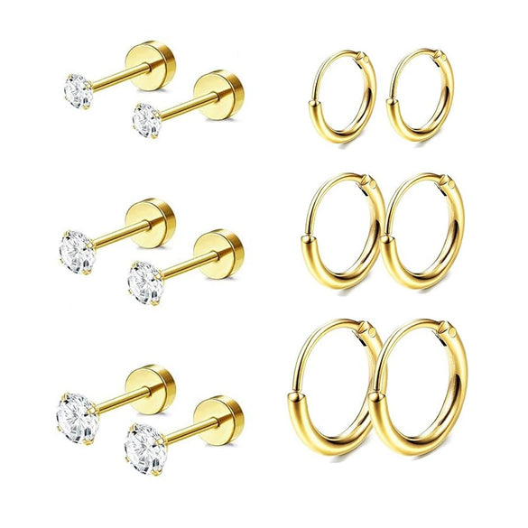 Stainless Steel Earrings With Diamond And Star Shape Design