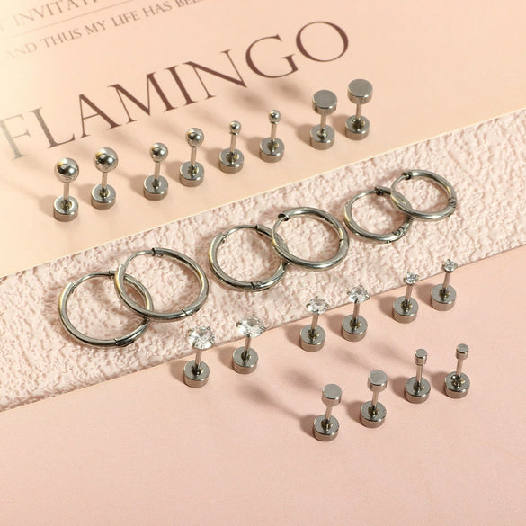 Stainless Steel Earrings With Diamond And Star Shape Design