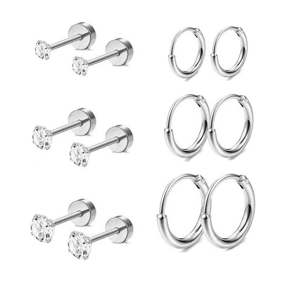 Stainless Steel Earrings With Diamond And Star Shape Design