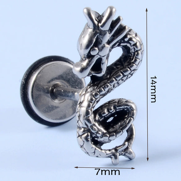 Stainless Steel Earrings With Geometric Animal Zodiac Patterns Heart And Drop Shaped Electroplated Punk Style