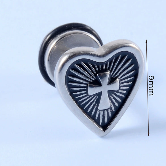 Stainless Steel Earrings With Geometric Animal Zodiac Patterns Heart And Drop Shaped Electroplated Punk Style