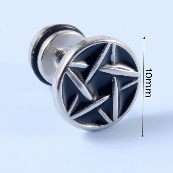 Stainless Steel Earrings With Geometric Animal Zodiac Patterns Heart And Drop Shaped Electroplated Punk Style