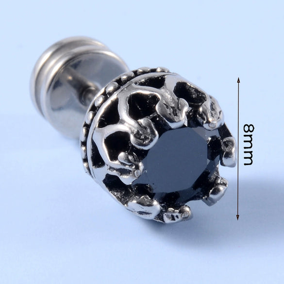 Stainless Steel Earrings With Geometric Animal Zodiac Patterns Heart And Drop Shaped Electroplated Punk Style