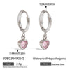 Stainless Steel Earrings With Love Pendants Pink Zirconium Minimalist Original Design Electroplating