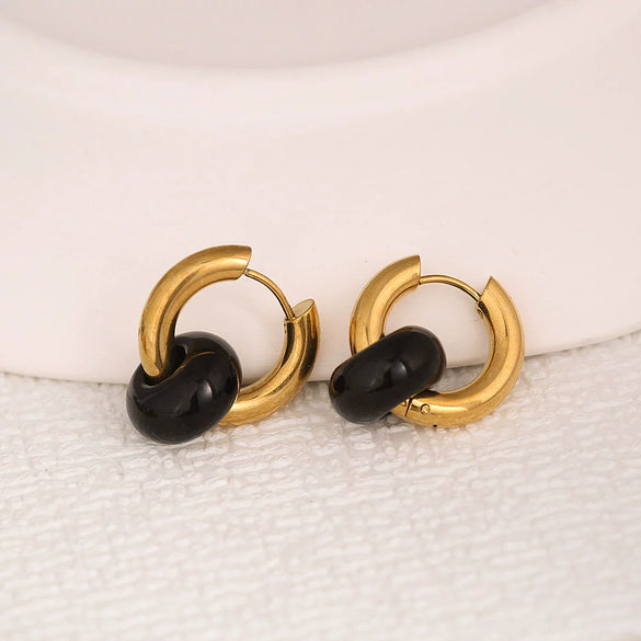 Stainless Steel Earrings With Ping An Buckle Design