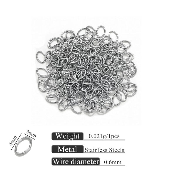 Stainless Steel Eggshaped Open Ring With Golden Connection And Totem Pattern Electroplated Diy Jewelry Jump Ring Accessories
