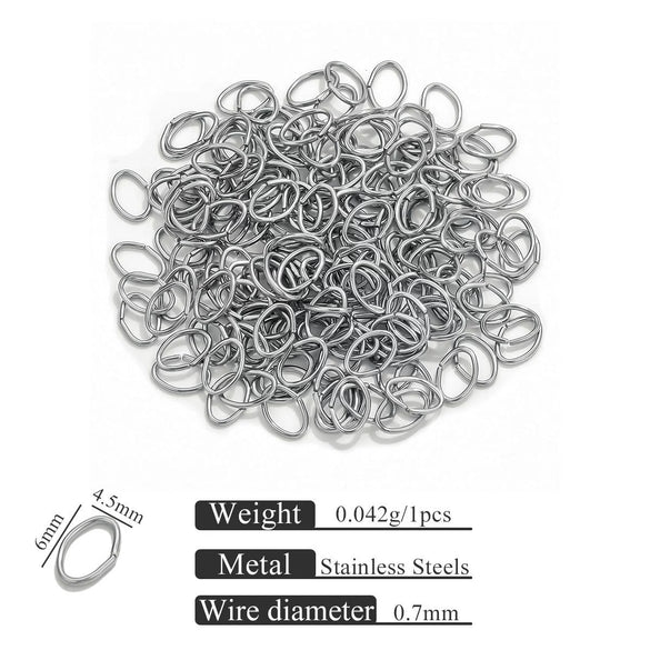 Stainless Steel Eggshaped Open Ring With Golden Connection And Totem Pattern Electroplated Diy Jewelry Jump Ring Accessories