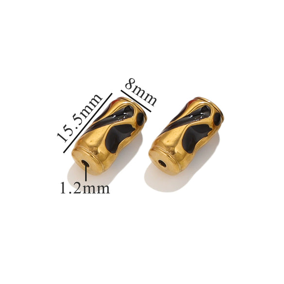 Stainless Steel Eight Eyes Pattern Drum Beads Jewelry Accessories 18K Gold Vacuum Plated