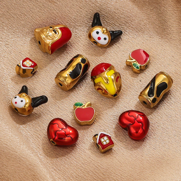 Stainless Steel Eight Eyes Pattern Drum Beads Jewelry Accessories 18K Gold Vacuum Plated