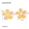 Stainless Steel Eight Petal Flower Small Daisy White Oil Drop Earrings Jewelry