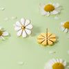 Stainless Steel Eight Petal Flower Small Daisy White Oil Drop Earrings Jewelry