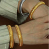 Stainless Steel Elastic Ring Bracelet Titanium Steel Plated 18K Gold Striped Electroplated Minimalist Bracelet
