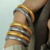 Stainless Steel Elastic Ring Bracelet Titanium Steel Plated 18K Gold Striped Electroplated Minimalist Bracelet