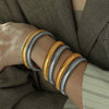 Stainless Steel Elastic Ring Bracelet Titanium Steel Plated 18K Gold Striped Electroplated Minimalist Bracelet