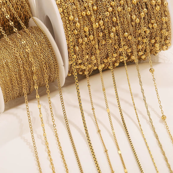 Stainless Steel Electroplated Bead Chain Box Chain Cross Chain Jewelry Accessories For Diy Necklace Bracelet