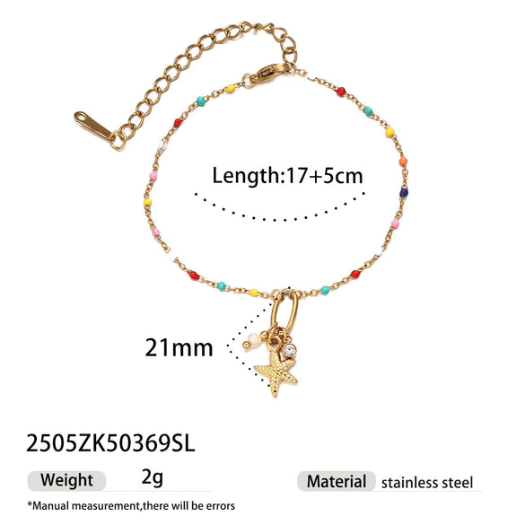Stainless Steel Electroplated Coconut Tree Starfish Bracelet For Women