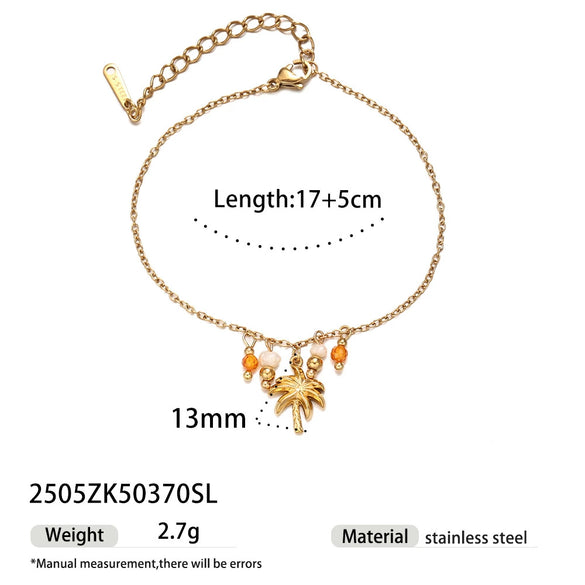 Stainless Steel Electroplated Coconut Tree Starfish Bracelet For Women