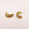 Stainless Steel Electroplated Cshaped Wheat Ear Texture Geometric Earrings For Women
