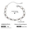 Stainless Steel Electroplated Cubic Zirconia Inlaid Paper Clip Chain Bracelet For Women