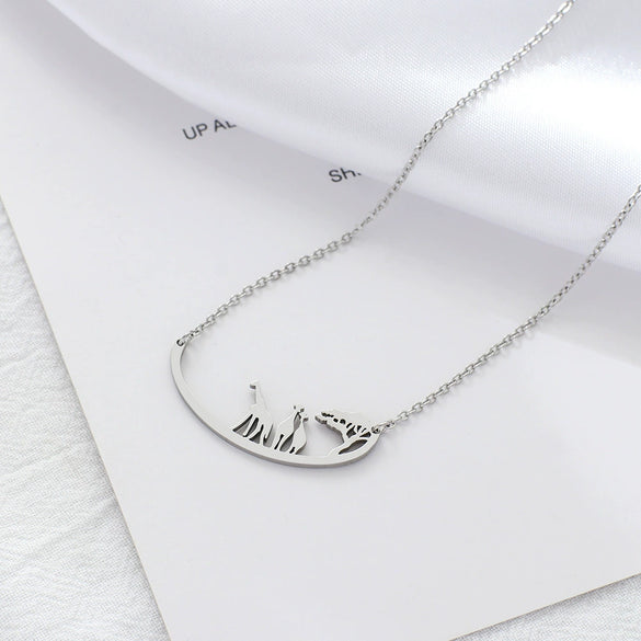 Stainless Steel Electroplated Deer Pendant Necklace And Bracelet With Animal Zodiac Pattern