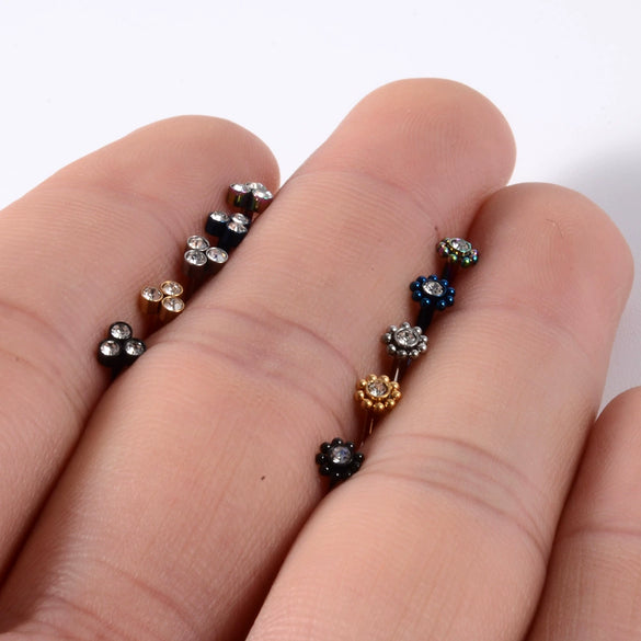 Stainless Steel Electroplated Dot Inner Tooth Lip Nails Straight Pole Sunflower Ear Bone Nail Earrings