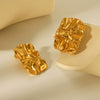 Stainless Steel Electroplated Geometric Square Irregular Pleated Women's Earrings