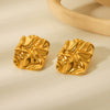 Stainless Steel Electroplated Geometric Square Irregular Pleated Women's Earrings