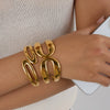 Stainless Steel Electroplated Geometric Style Open Bracelet For Women