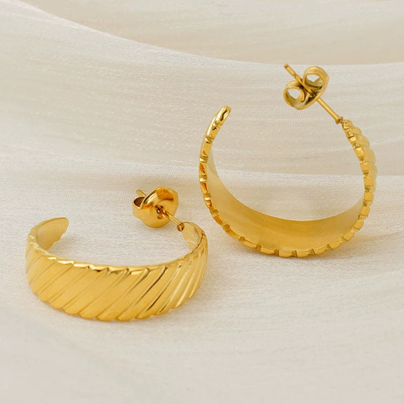 316L Stainless Steel Electroplated Geometric Ushaped Retro Style Earrings