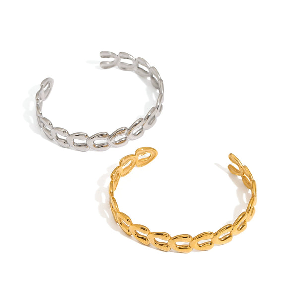 Stainless Steel Electroplated Geometric Vshaped Hollow Opening Original Design Bracelet Jewelry