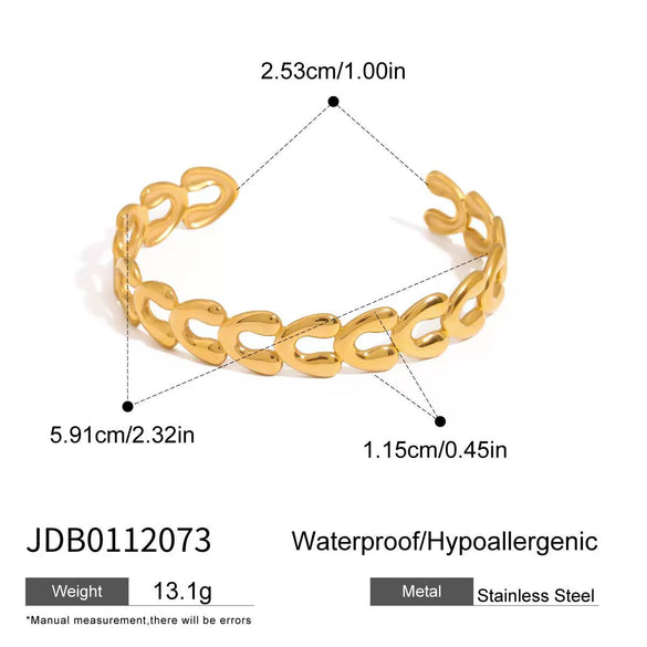 Stainless Steel Electroplated Geometric Vshaped Hollow Opening Original Design Bracelet Jewelry