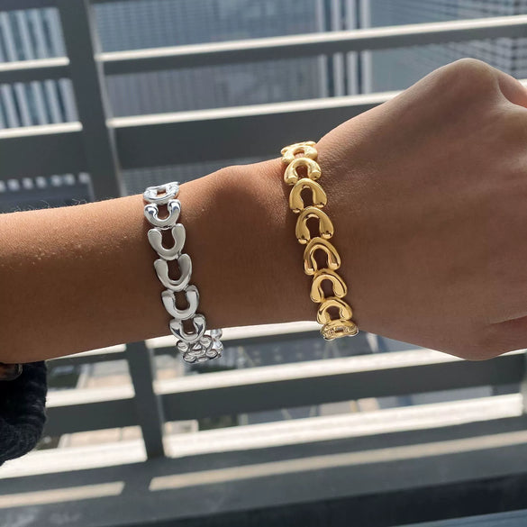 Stainless Steel Electroplated Geometric Vshaped Hollow Opening Original Design Bracelet Jewelry