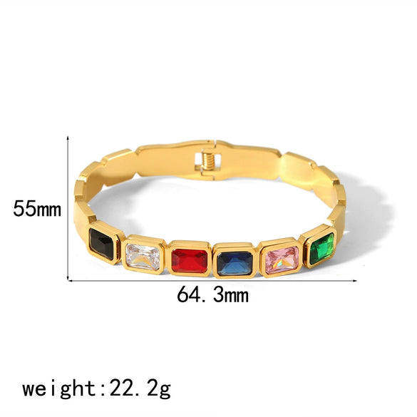 Stainless Steel Electroplated Geometric Zircon Inlaid Bracelet Jewelry