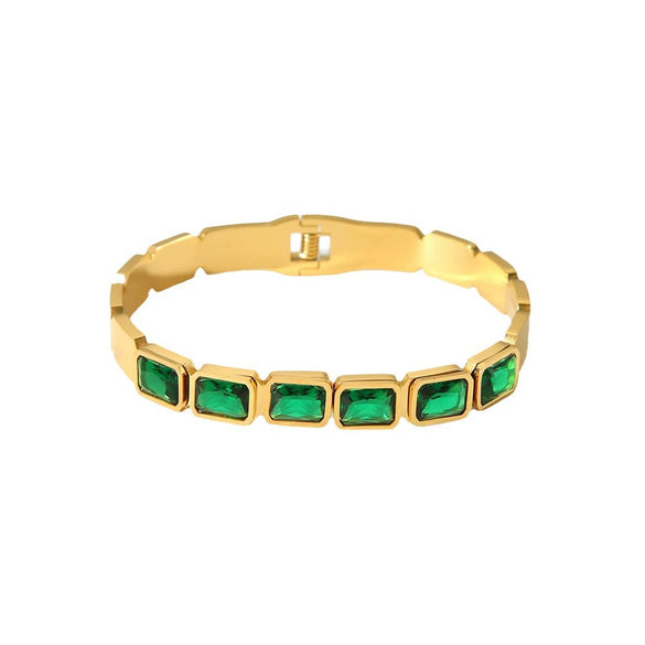 Stainless Steel Electroplated Geometric Zircon Inlaid Bracelet Jewelry