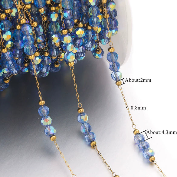 Stainless Steel Electroplated Gold Natural Stone Crystal Clip Bead Chain Diy Jewelry Accessories Bracelet Necklace