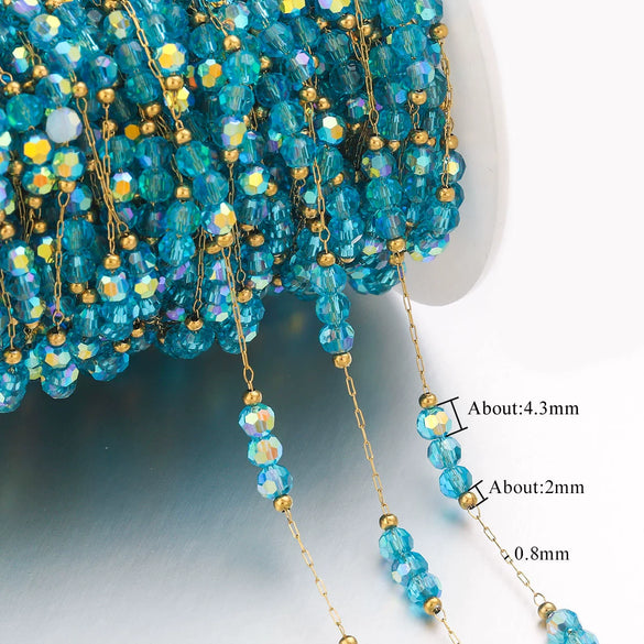 Stainless Steel Electroplated Gold Natural Stone Crystal Clip Bead Chain Diy Jewelry Accessories Bracelet Necklace